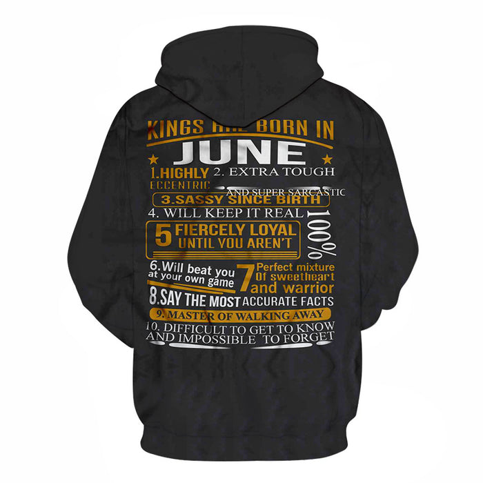Guys Born in June Personality 3D - Sweatshirt, Hoodie, Pullover