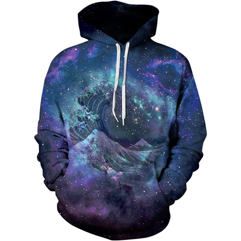 Space Clouds Printed Pullover Hoodies