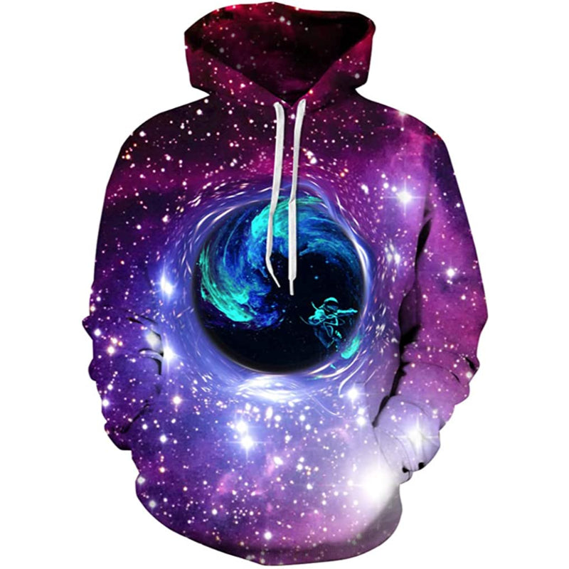 Space Clouds Printed Pullover Hoodies