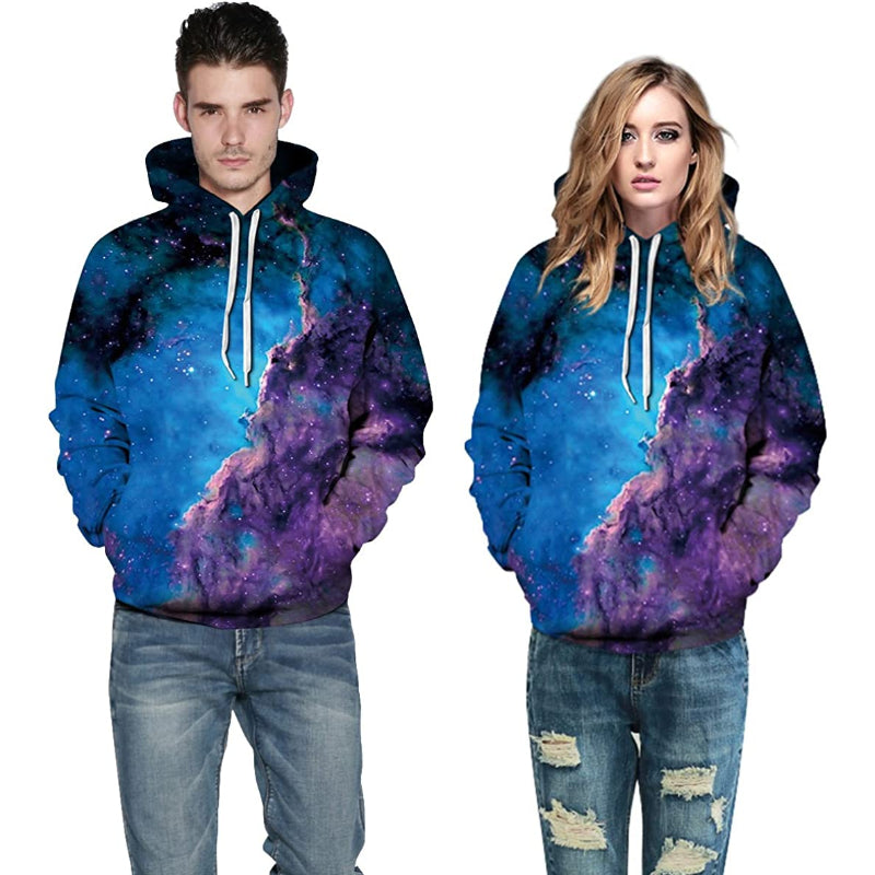 Space Clouds Printed Pullover Hoodies