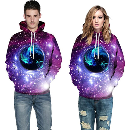 Space Clouds Printed Pullover Hoodies