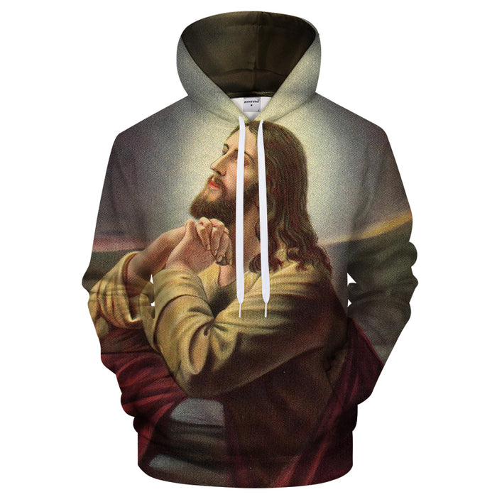 Jesus Praying 3D Sweatshirt Hoodie Pullover