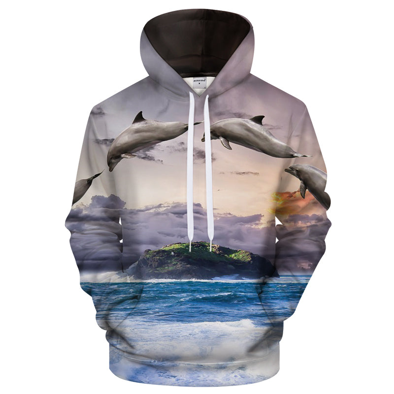 Dolphin Sunset 3D Sweatshirt Hoodie Pullover — My 3D Hoodie