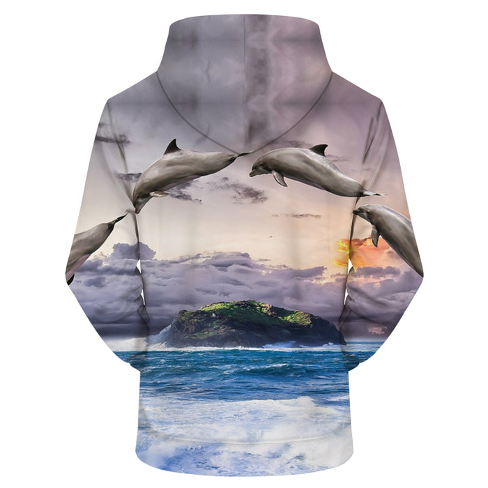 Dolphin Sunset 3D Sweatshirt Hoodie Pullover