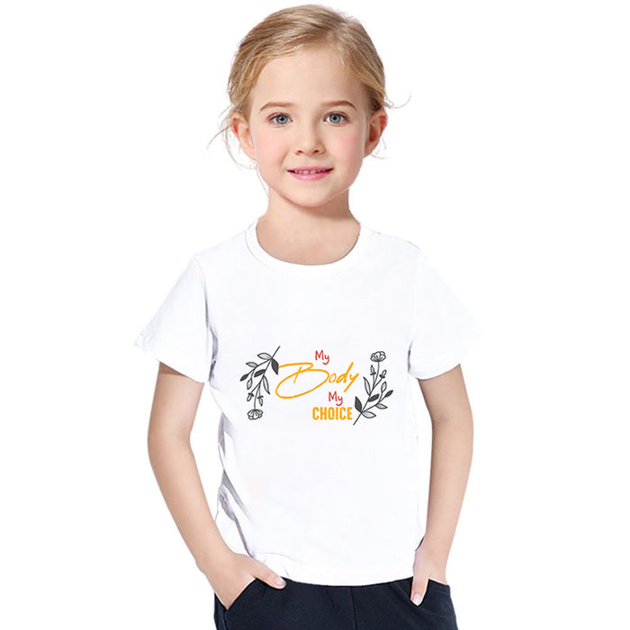 My Body My Choice Leaf Print Kids T-Shirt