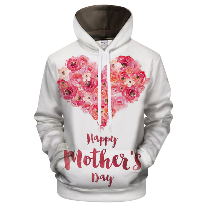 Happy Mother's Day Flower Heart 3D Sweatshirt Hoodie Pullover