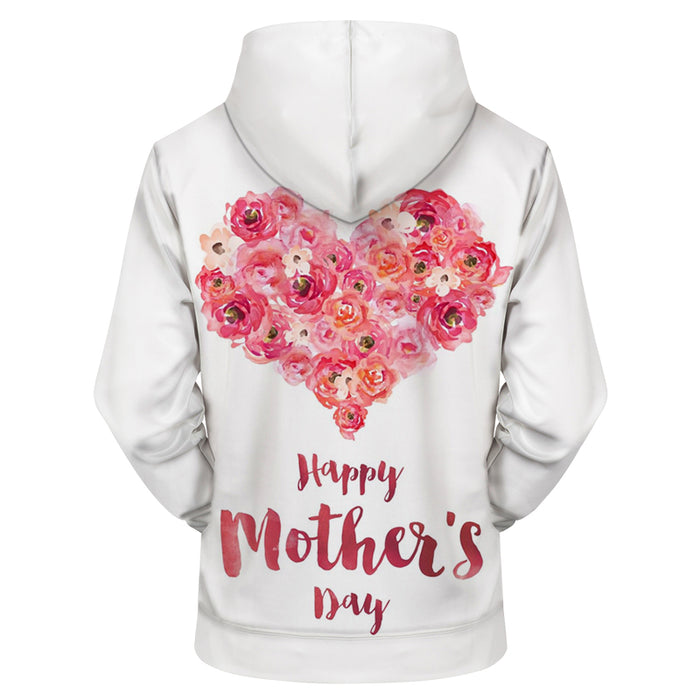 Happy Mother's Day Flower Heart 3D Sweatshirt Hoodie Pullover