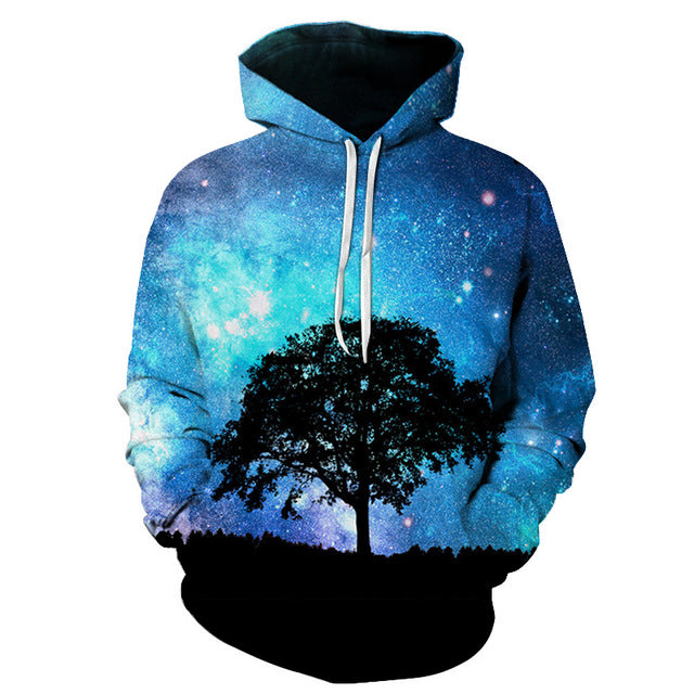 Starry Night Sky Tree 3D Sweatshirt Hoodie Pullover