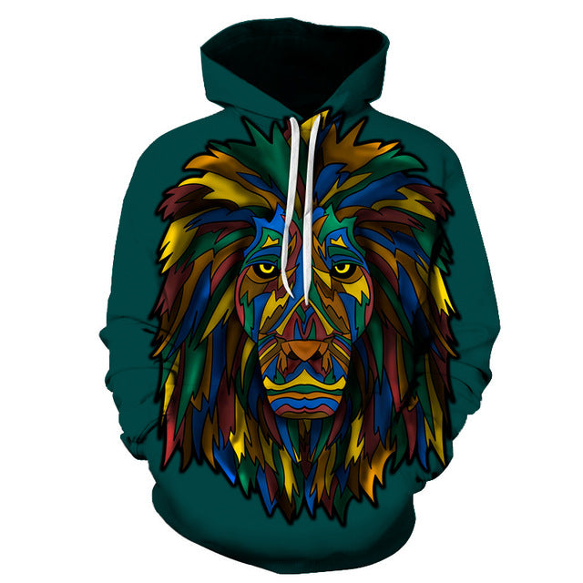 Sad Colorful Lion 3D Sweatshirt Hoodie Pullover