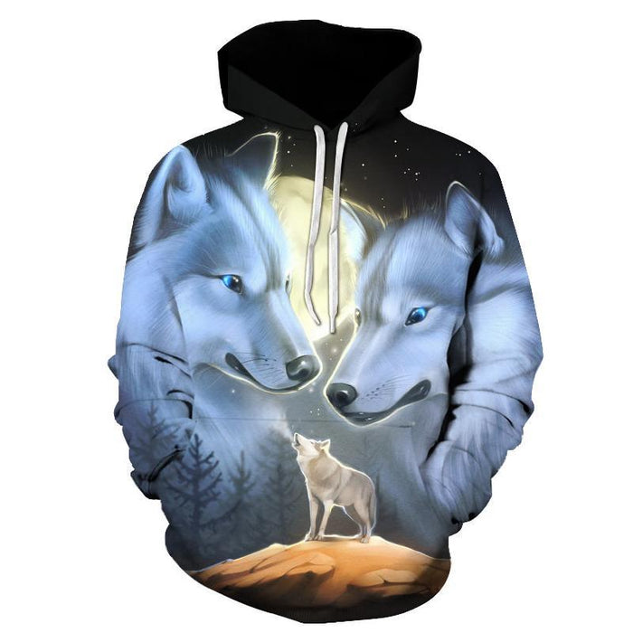 Three Wolf 3D Sweatshirt Hoodie Pullover