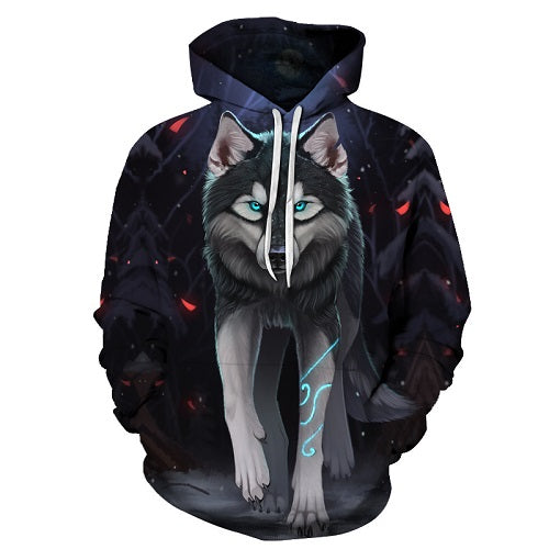 Night Wolf 3D Sweatshirt Hoodie Pullover