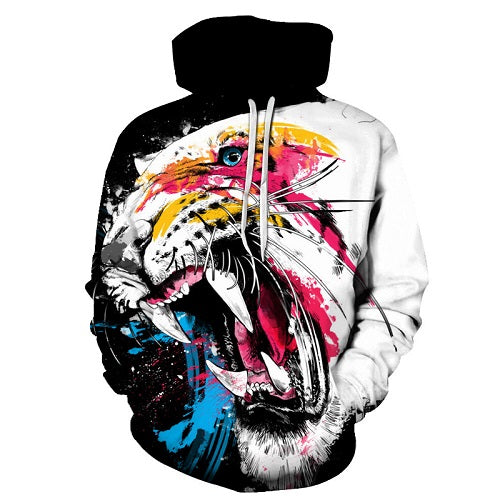 Color Splash Growling Tiger 3D Sweatshirt Hoodie Pullover
