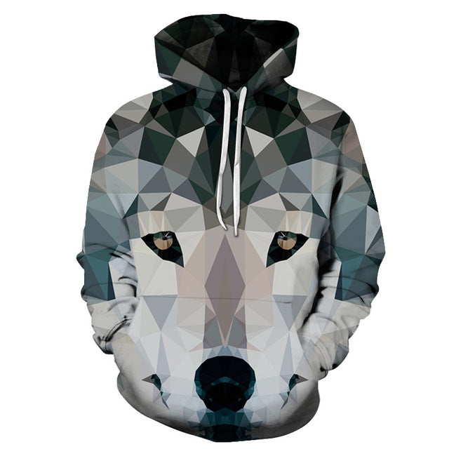 Geometric Wolf 3D Sweatshirt, Hoodie, Pullover