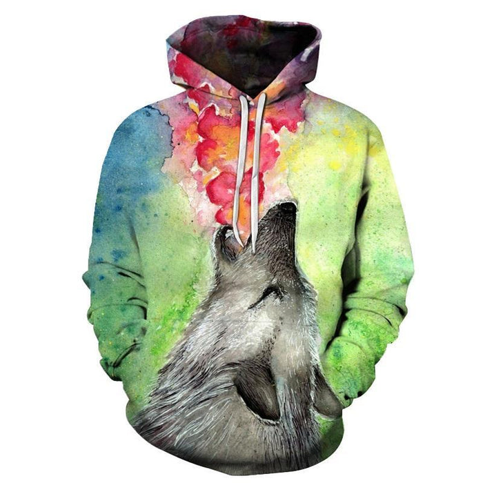 Watercolor Wolf 3D Sweatshirt Hoodie Pullover