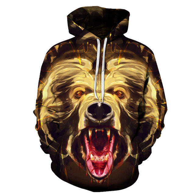 Angry Bear 3D Sweatshirt Hoodie Pullover