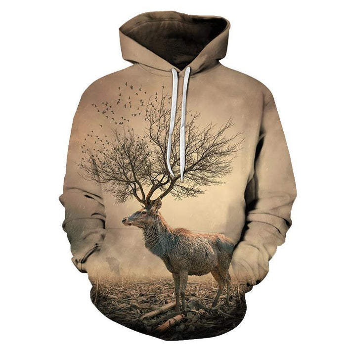 Deer Tree 3D Sweatshirt Hoodie Pullover
