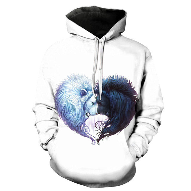 Heart Wolves 3D Sweatshirt Hoodie Pullover