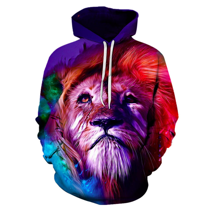 Red Purple Lion 3D Sweatshirt Hoodie Pullover