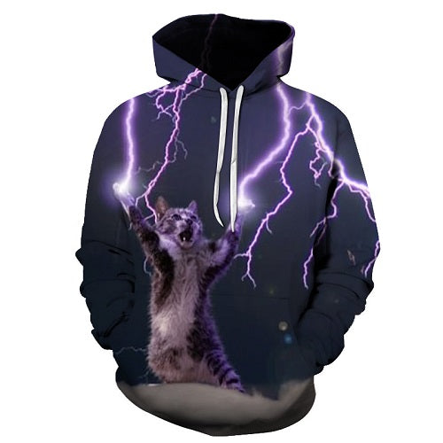 Lightning Cat 3D Sweatshirt, Hoodie, Pullover — My 3D Hoodie