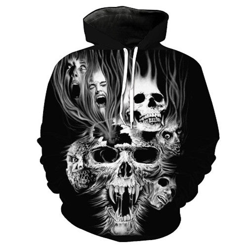 Screaming Skull 3D Sweatshirt Hoodie Pullover